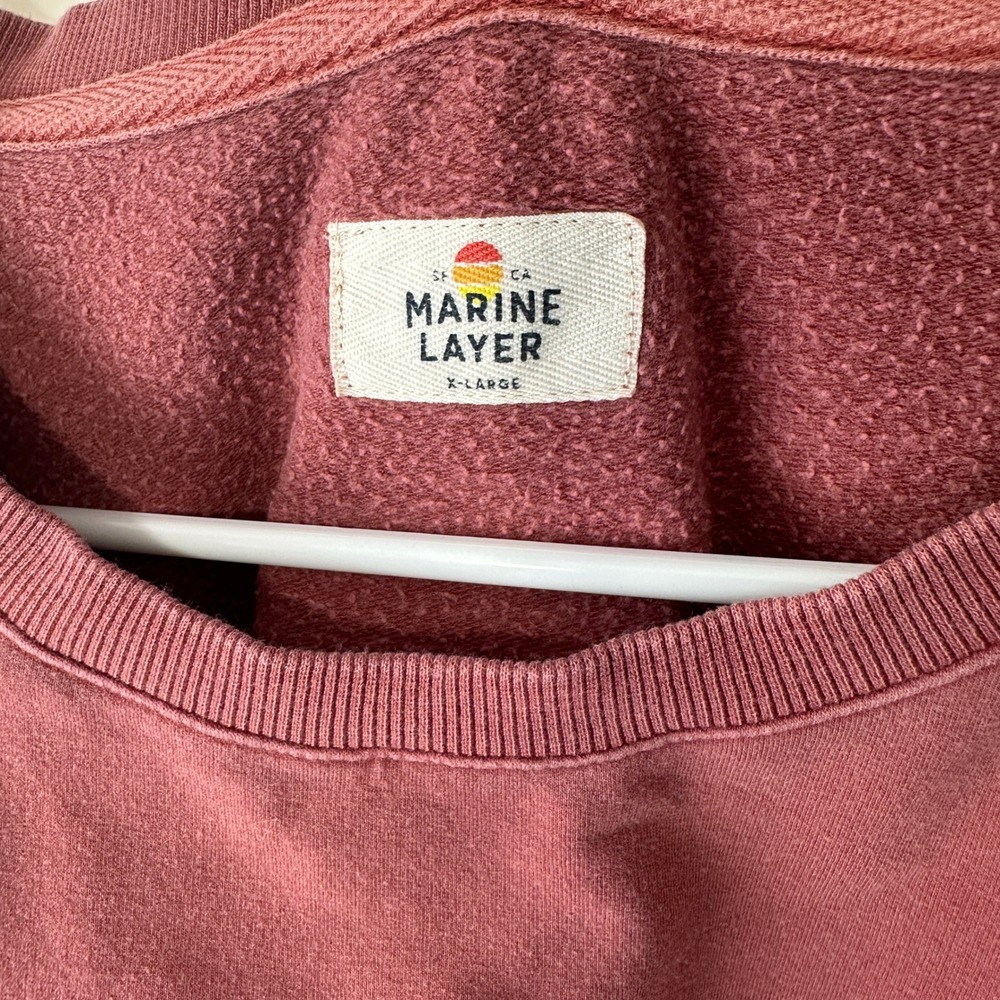 Marine Layer Tate Crop Sweatshirt Red Ochre Muted‎ Comfy Modal Cotton Womens XL - Picture 3 of 5